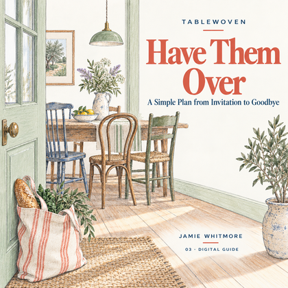 Illustrated cover of Have Them Over, with an open doorway and a moss-green room.